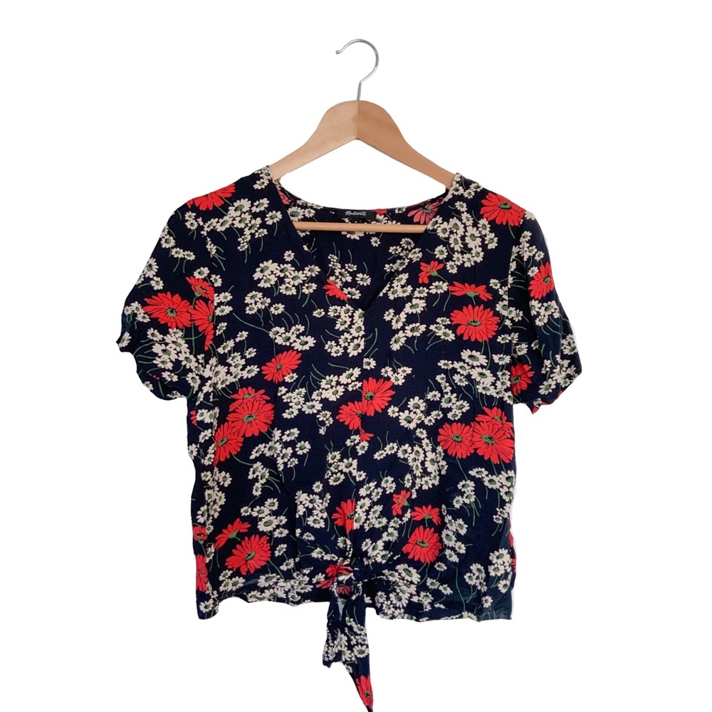 Madewell Hillside Daisies Tie Front Top